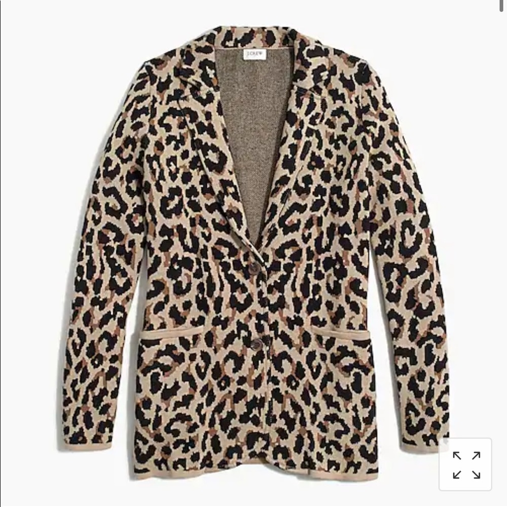 J. Crew Leopard Sweater Blazer Size XS NWT Cotton - Picture 1 of 11